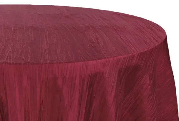 BURGUNDY ROUND TAFFETA TABLECLOTH 120"