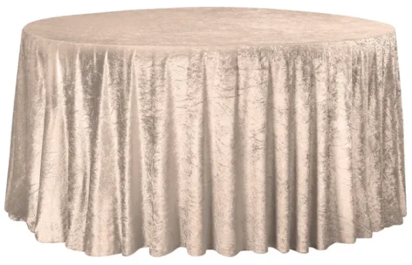 BEIGE ROUND VELVET TABLECLOTH 132"