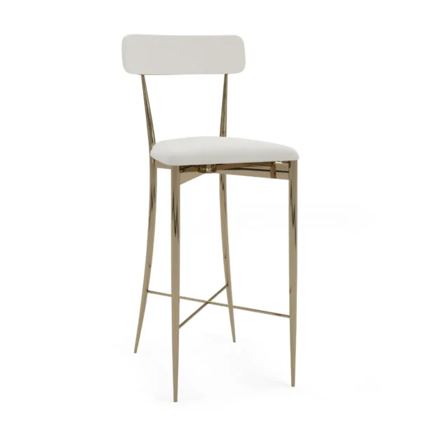 GOLD LUXOR STOOL WITH WHITE AND GOLD CUSHION