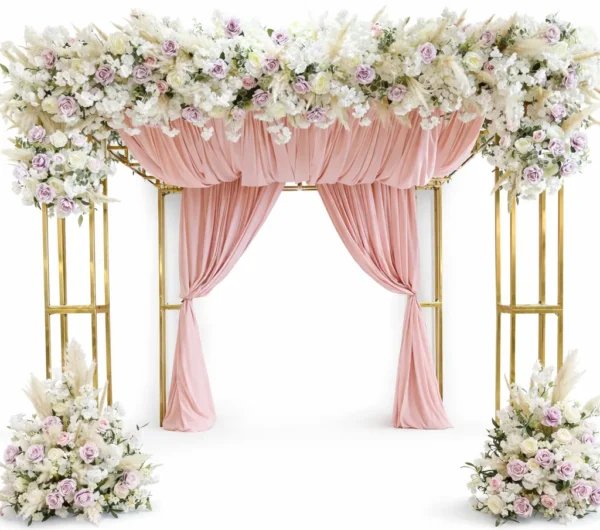 GOLD GEOMETRIC CHUPPA WITH BLUSH FABRIC AND SILK FLORALS