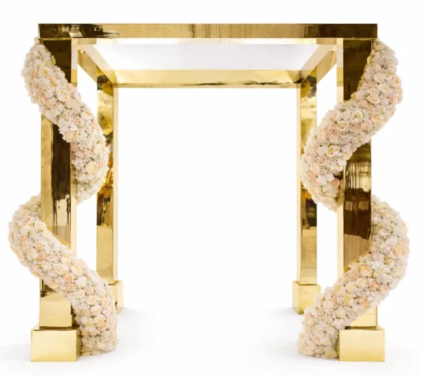 GOLD MIRROR CHUPPA WITH SERPENTINE SILK FLORALS