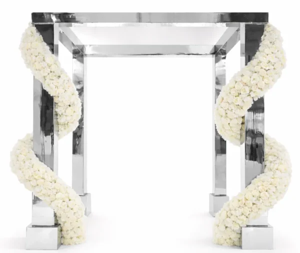 SILVER MIRROR CHUPPA WITH SERPENTINE SILK FLORALS