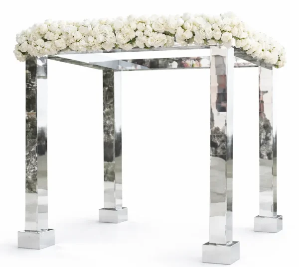 SILVER MIRROR CHUPPA WITH SILK FLORAL RUNNER