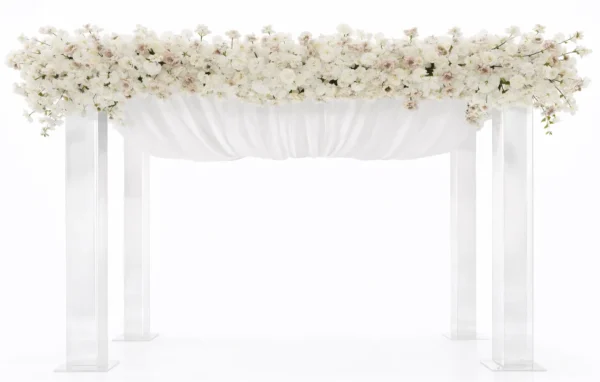 ACRYLIC CHUPPA WITH WHITE VOILE AND SILK FLORAL RUNNER