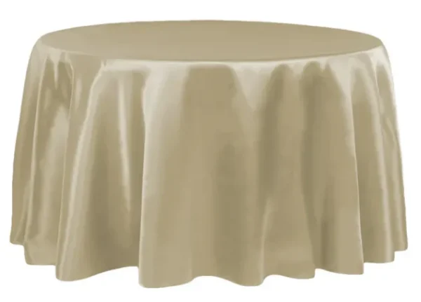 TAUPE ROUND SATIN TABLECLOTH 132"