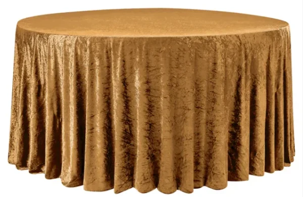 MUSTARD GOLD ROUND VELVET TABLECLOTH 132"
