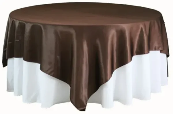 SUR-NAPPE EN SATIN BRUN CHOCOLAT