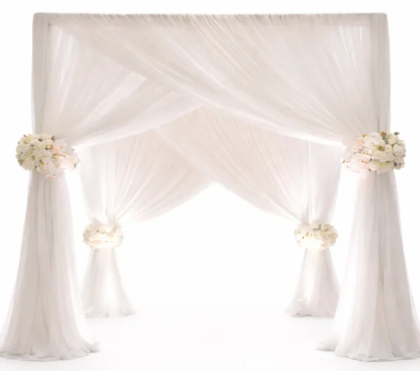 WHITE VOILE CHUPPA WITH SILK FLORALS