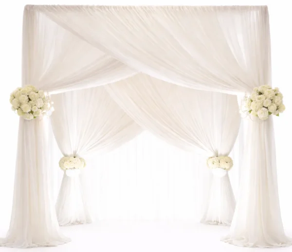 WHITE VOILE CHUPPA WITH SILK FLORALS
