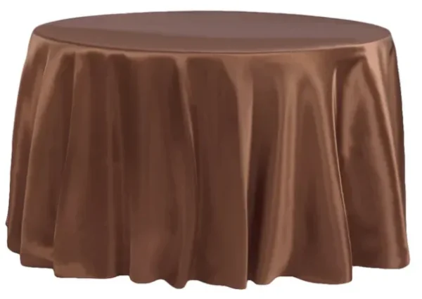 CHOCOLATE BROWN ROUND SATIN TABLECLOTH 132"