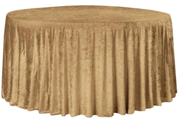 MOCHA BROWN ROUND VELVET TABLECLOTH 132"